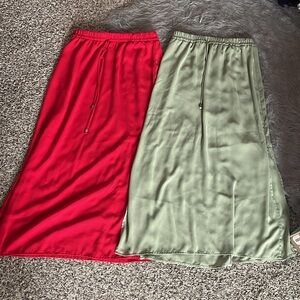 Faded Glory Red and Green Maxi Skirt Set